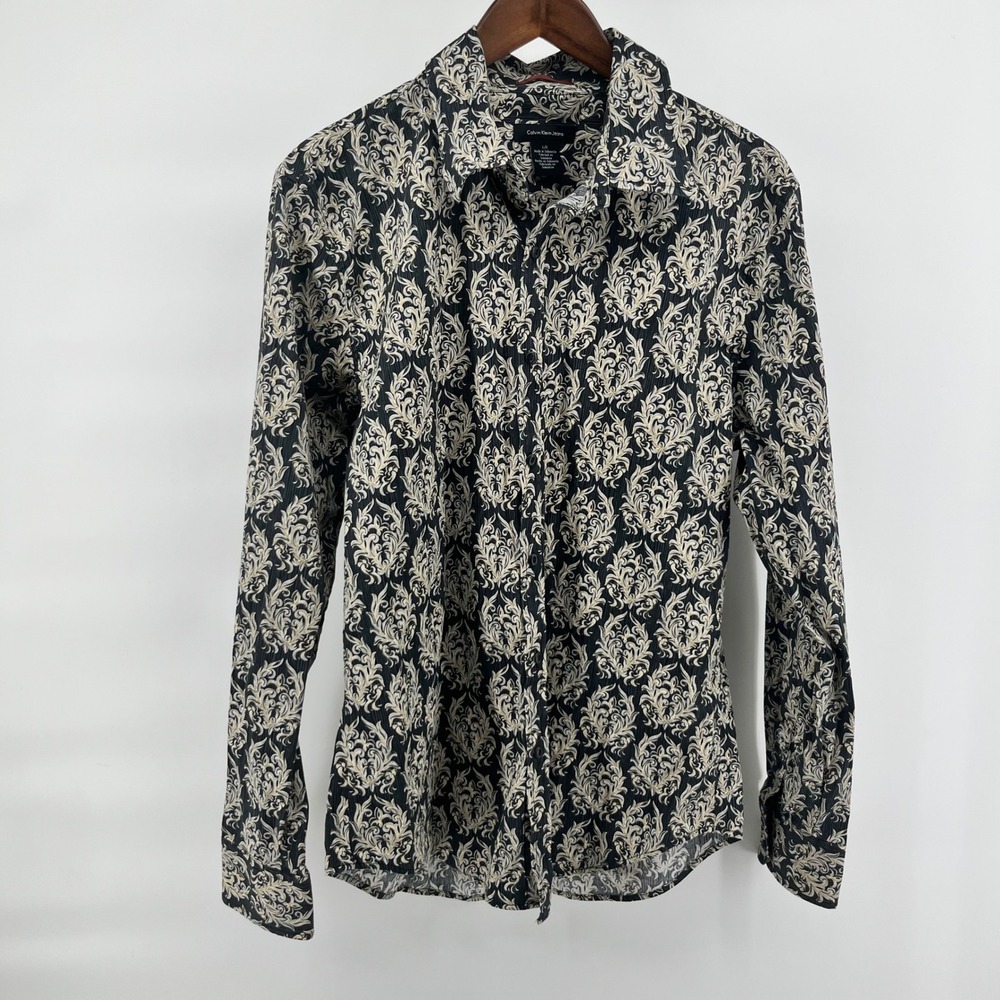 Calvin Klein Jeans Mens Large Baroque Damask Scroll Button Down Shirt MG15T30